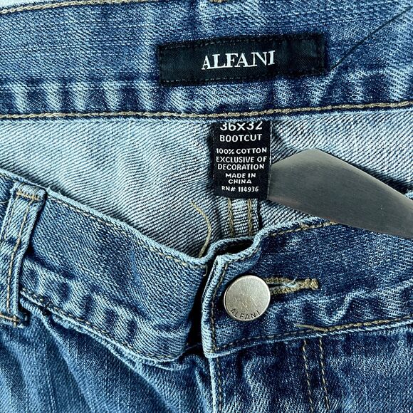 Alfani Mens Jeans Blue Tag Size 36x32 Bootcut Medium Wash Denim - Picture 9 of 10